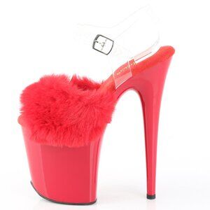Fur Platform Peep Toe High Heel Shoes